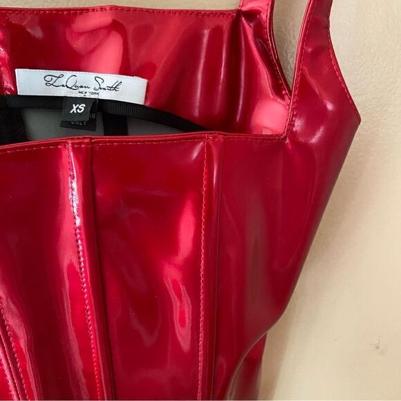 LaQuan Smith Corset Bustier red patent leather PVC boned top Revolve FWRD - Picture 12 of 16